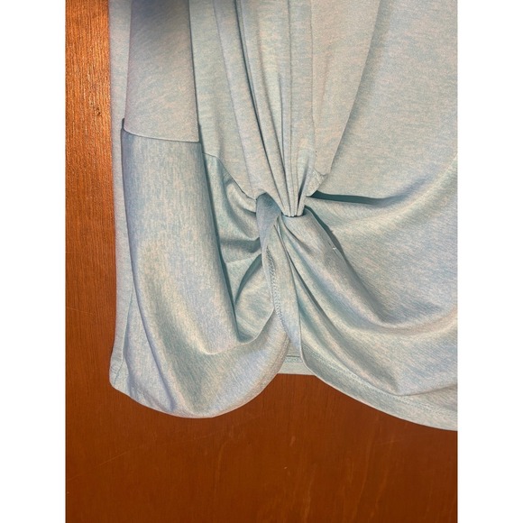 Light Teal Marl V-Neck Short Sleeve Twist Knot Hem T-Shirt Mini Dress Womens - Picture 2 of 5
